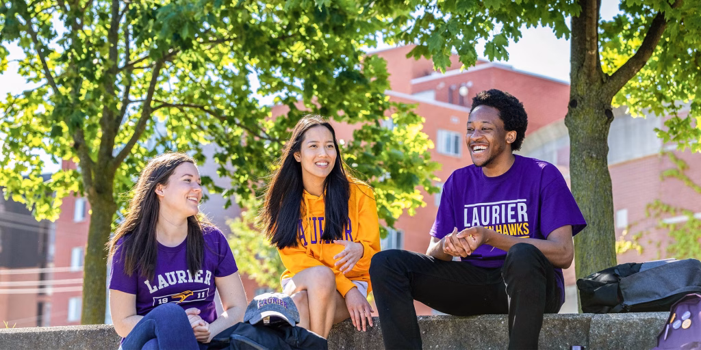 Students enjoying campus in spring